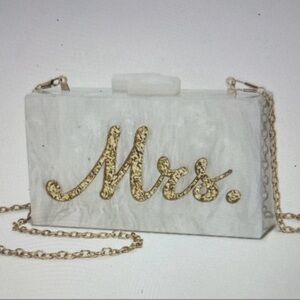 Elegant White and Gold Clutch Bag